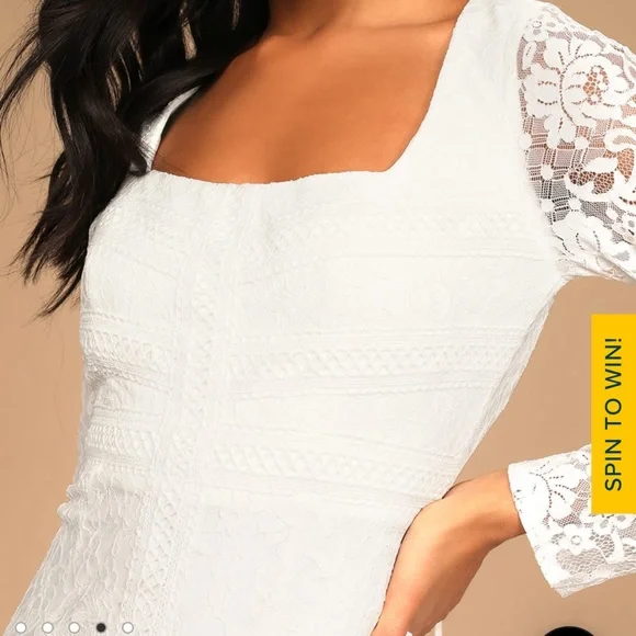 BRAND NEW W TAGS GORGEOUS WHITE LONG SLEEVE OPEN BACK LULUS WOMENS DRESS (S:L) - Picture 6 of 9